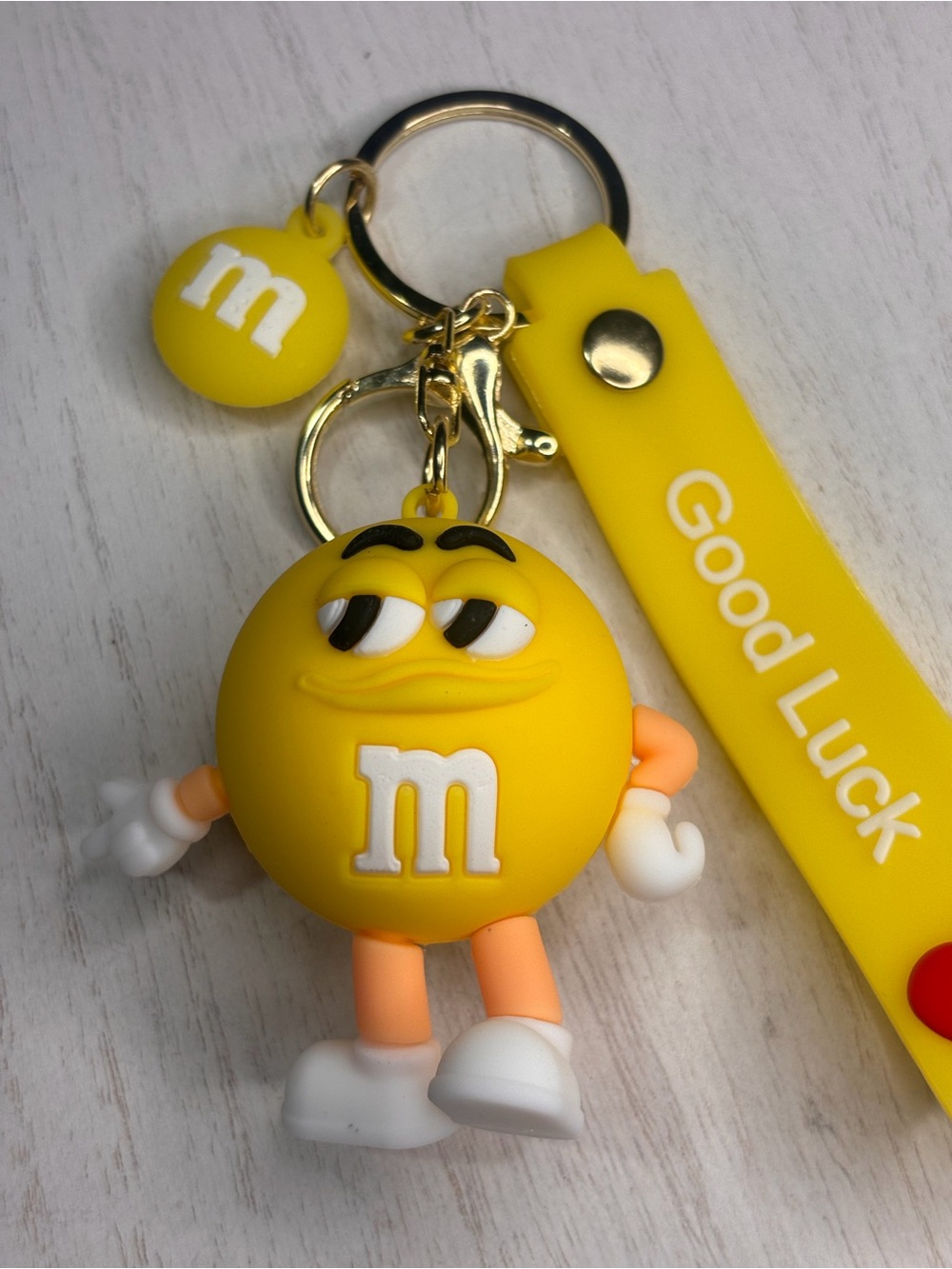 M&M'S Yellow Character Keychain with Good Luck Strap